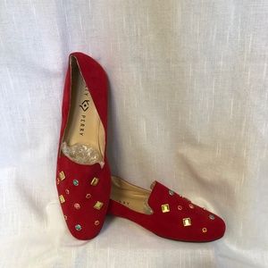 Katy Perry "The Turner" Jeweled Suede Ladies Loafer in Red
